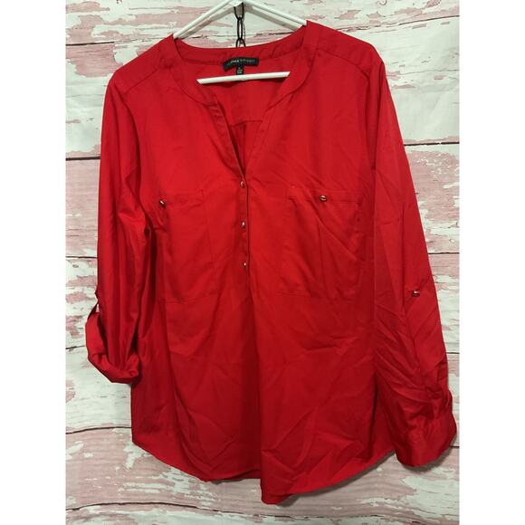 NEW Adrienne Vittadini XL Red Blouse - Picture 1 of 10